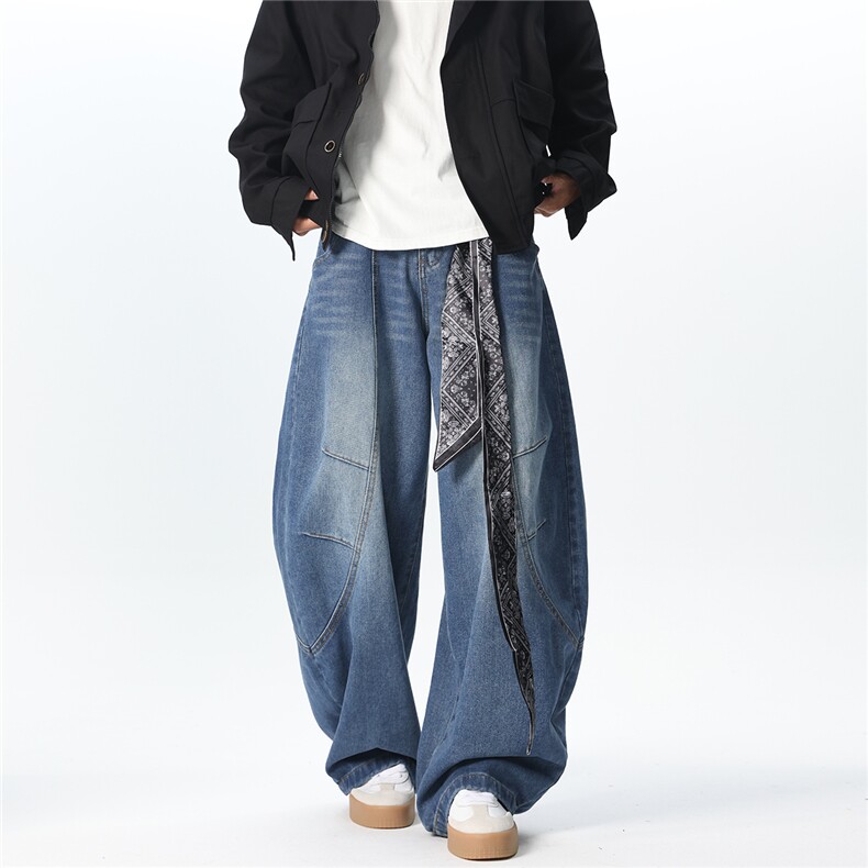 XZ1011-8514-P65控98送丝巾拼接弯刀牛仔裤，男装牛仔裤，星座B271