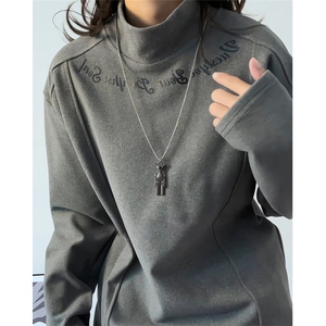 双面德绒打底衫男冬季半高领加厚卫衣拼接印花长袖t恤 TE74图片