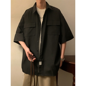 C3070/P35冰丝工装多口袋短袖衬衣男女潮大码外套衬衫男图片
