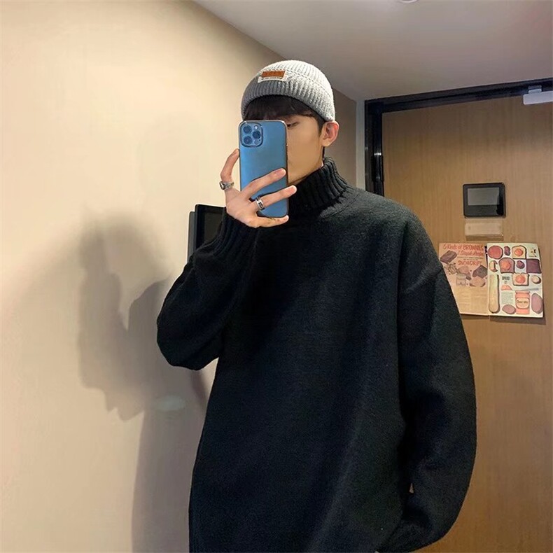 高领毛衣男宽松慵懒风打底衫秋冬青少年保暖针织衫毛线衣MY46-P40,男装T恤,星座1008-2