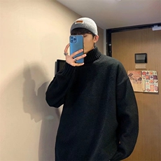 高领毛衣男宽松慵懒风打底衫秋冬青少年保暖针织衫毛线衣MY46-P40，男装T恤，星座1008-2