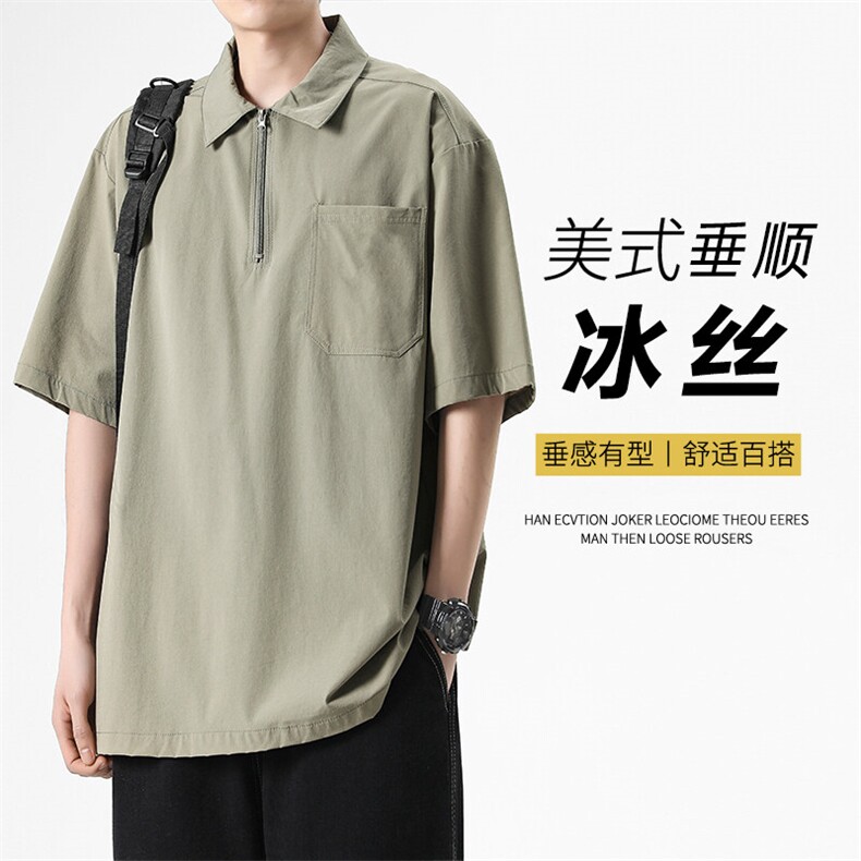 GENIOLAMODE男士POLO衫短袖T恤夏季宽松翻领半袖体恤休闲潮流百搭,男装T恤,星座718