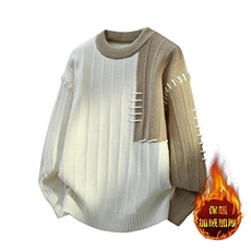 84605JR-P65秋冬款圆领针织毛衣男加绒加厚套头潮牌打底衫，男装T恤，电商D310B