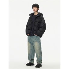 2025冬季泡芙穿刺工艺面内一体料连帽羽绒服潮牌百搭保暖羽绒服，男装羽绒服，电商A234