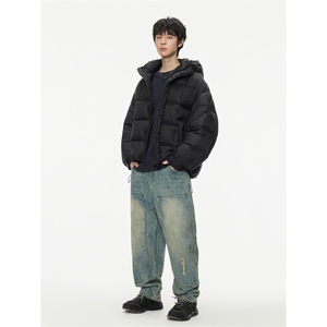 2025冬季泡芙穿刺工艺面内一体料连帽羽绒服潮牌百搭保暖羽绒服图片