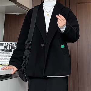 N6138/P85冬款西服双排扣毛呢大衣男宽松大码呢料夹克外套呢子图片