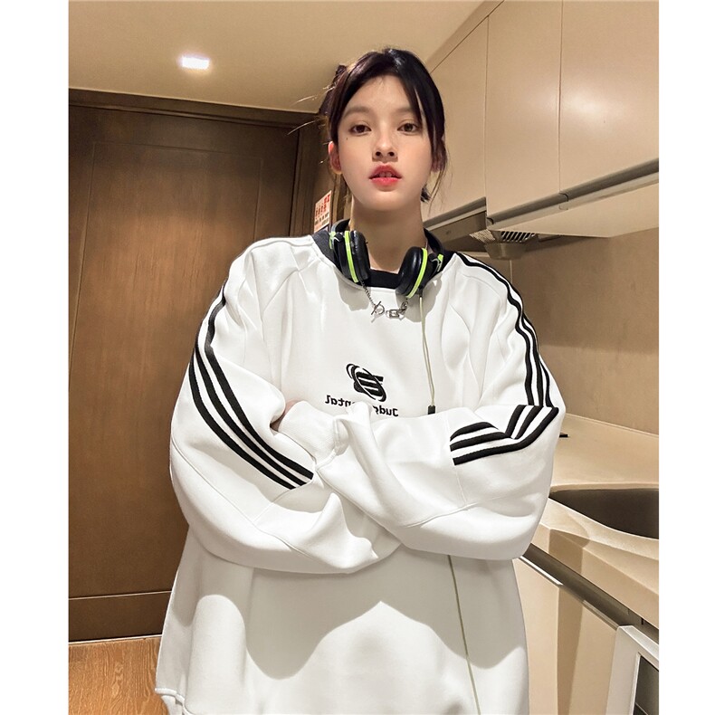 主推中性风潮美式拼接织带绣花情侣卫衣运动外套男女H866P58,女装短外套,电商A341