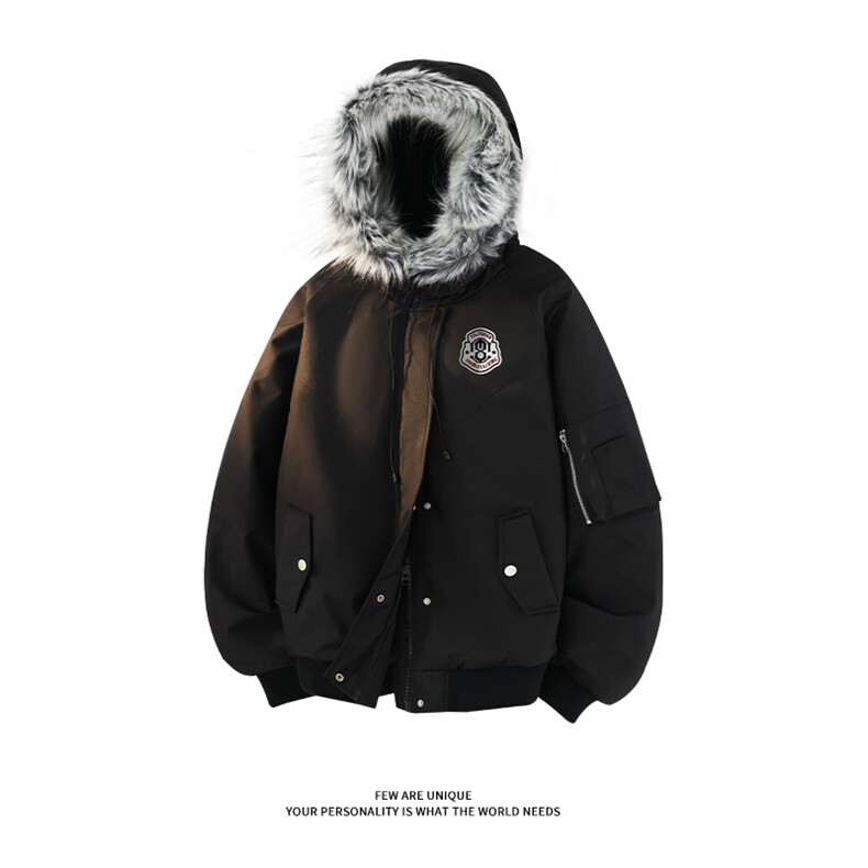 [现货]加厚派克服棉衣印花可拆卸毛领工装男DT53085-TP120208,男装棉衣,电商A102