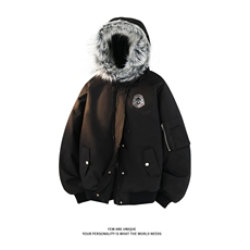 [现货]加厚派克服棉衣印花可拆卸毛领工装男DT53085-TP120208，男装棉衣，电商A102