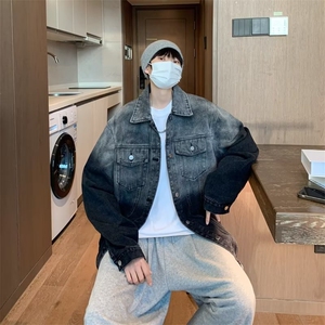 美式水洗扎染牛仔外套男秋冬复古潮牌男女休闲夹克潮牌J4846-P62图片
