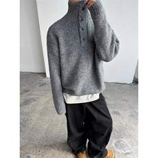 网图~老钱风Cleanfit纯色高领北极绒针织衫W1519/特P50，男装针织衫/毛衣，电商B350