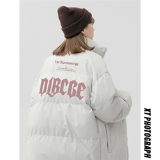中性风新款冬季时尚百搭字母印花立领棉服外套MY62061P85控118，男装棉衣，电商A268