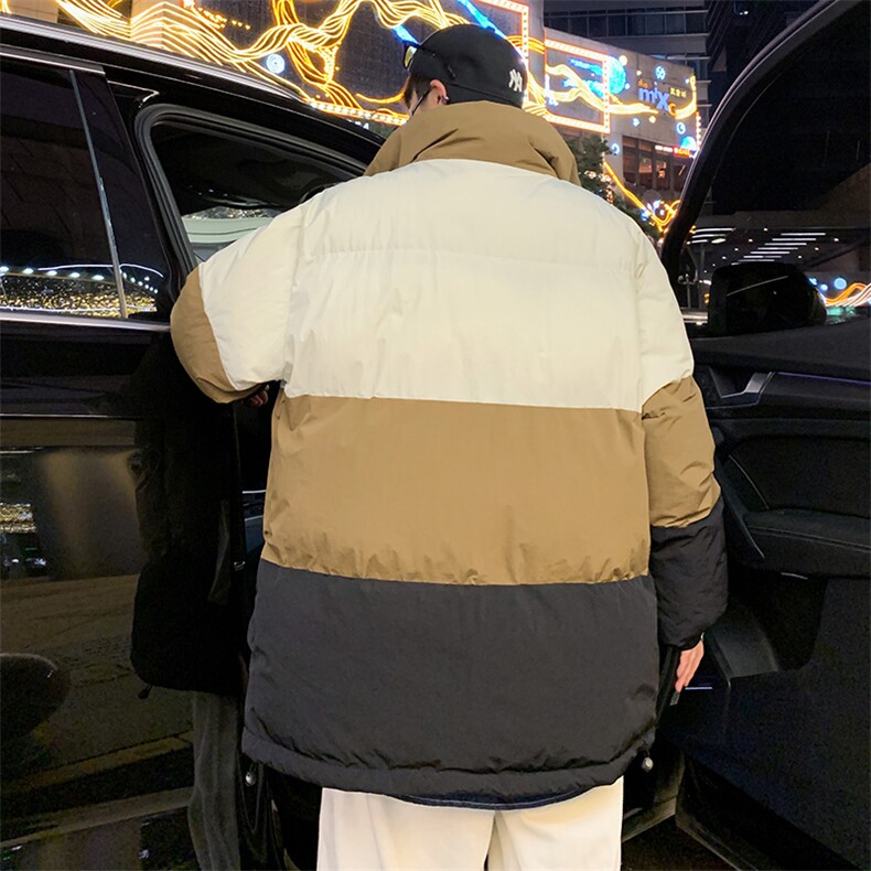 港风2026新品冬季宽松情侣装撞色棉衣棉服冬装加厚外套D007-P90,男装棉衣,星座717