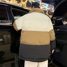 港风2026新品冬季宽松情侣装撞色棉衣棉服冬装加厚外套D007-P90，男装棉衣，星座717