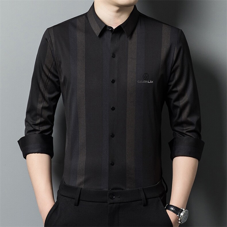 男士长袖衬衫男春秋季爸爸装上衣男装衬衣休闲青年衣服XYCS08-P65图片