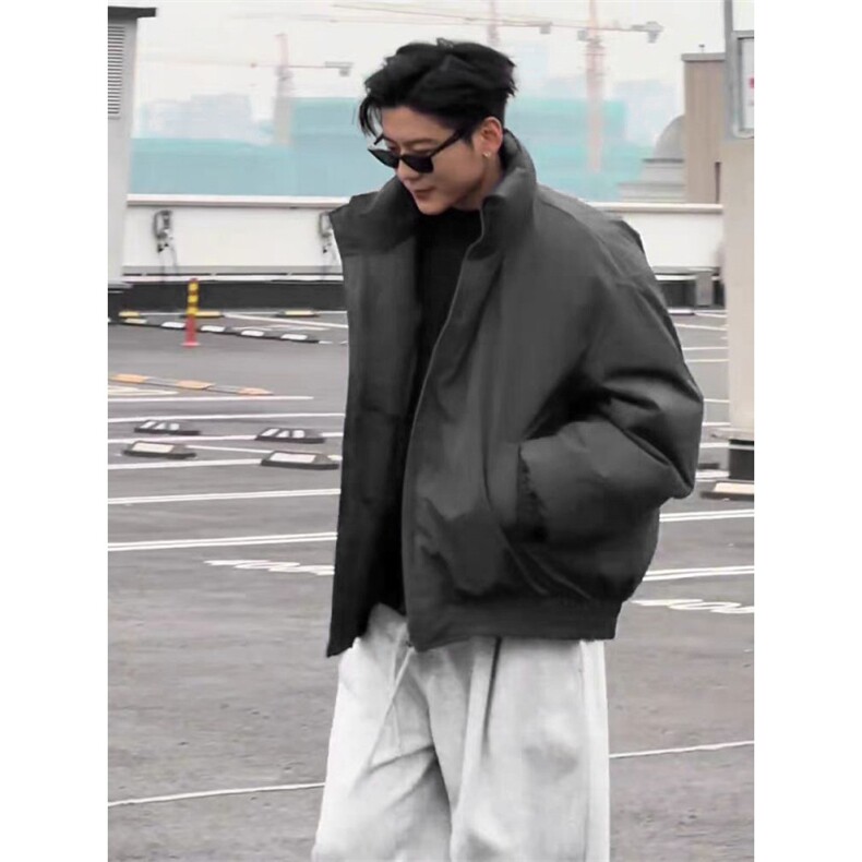 现货美式高街休闲夹克冬季三防立领纯色户外工装加厚棉服外套,男装夹克,电商A486