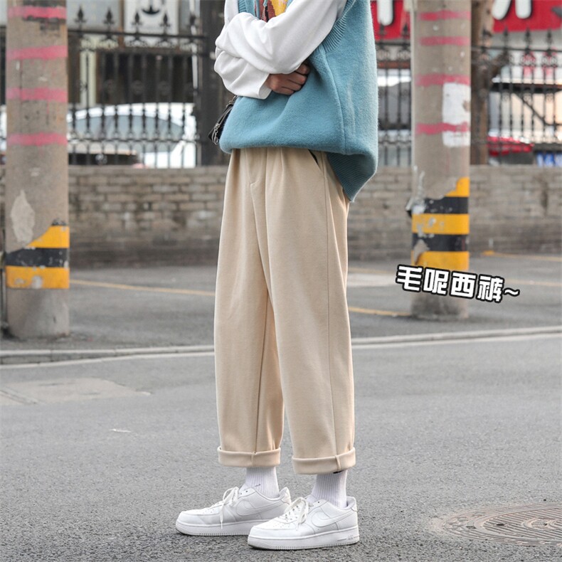 男士毛呢西裤秋冬季加厚韩版潮流妮子休闲裤呢子裤子,男装休闲裤,电商A102B