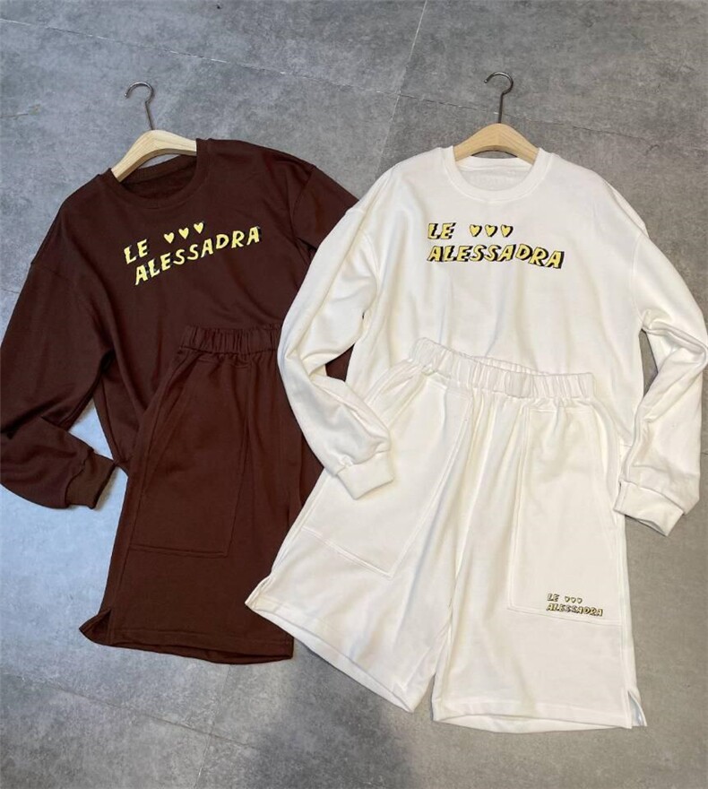 秋季新款欧货休闲字母印花宽松长袖卫衣减龄套装，女装卫衣/绒衫，AT(2F)