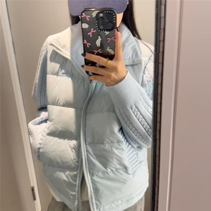 1506A/G78200/P89新款复古温柔风灰色拼接针织设计棉服1图片