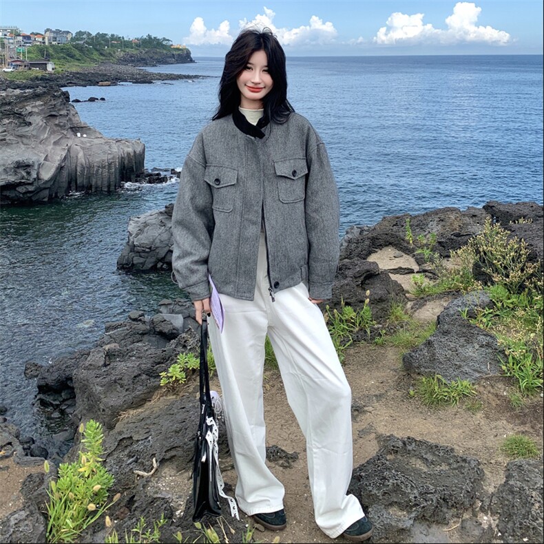 现货：冬装新款复古韩系撞色毛呢羽绒服2C135-8927P285K428,女装羽绒服,2C135