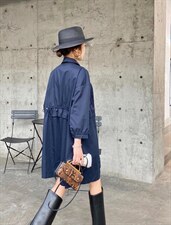 2021秋季新款九分袖风衣衬衫外套薄款连衣裙，女装风衣，微迪菲