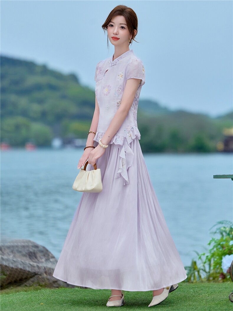 2026年夏季女高级感新中式刺绣花色套裙,女装套装/套裙,贝蕾酷儿