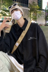 港风23秋季时尚百搭宽松字母印花潮流衬衫外套S670P55控78，男装衬衫，电商A268A