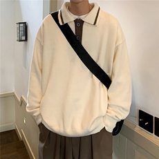 1港风酒店POLO衫领潮流毛衣大码M-5XL针织衫男外套男8720P60控88，男装Polo衫，星座226-2