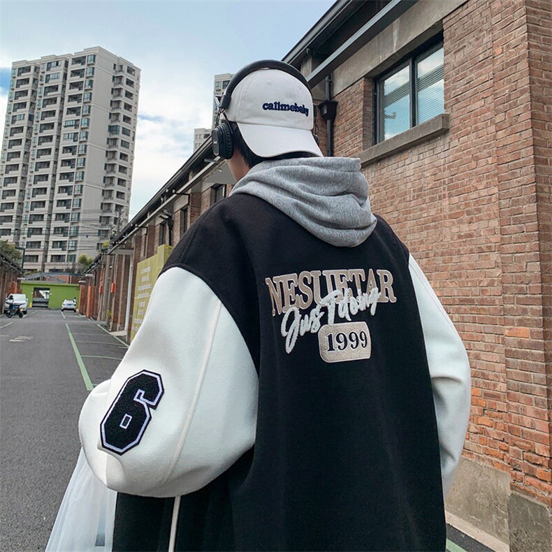 wassuphappy棒球服外套男士春秋季2025新款潮牌宽松拼色情侣夹克,女装短外套,电商A102B