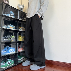 重磅360g曼巴棉港风褶皱金属标宽松休闲卫裤男K5633-特P36控69图片