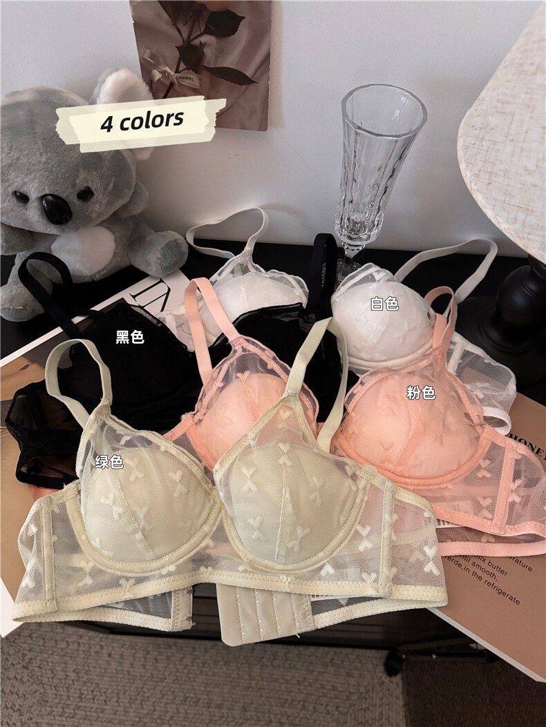日系蕾丝防凸点内衣女小胸聚拢胸罩轻薄透气显小文胸，文胸，梦白服饰厂