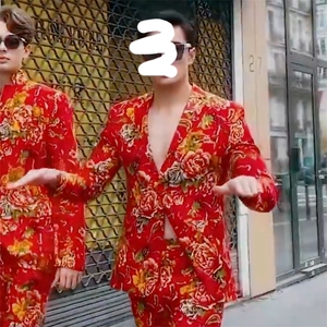 RS1网红同款高质量大码单上衣西装西服婚庆表演出团队服新中式潮图片