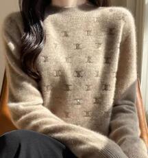 打底衫上衣女装新款2025春秋V领长袖慵懒风针织毛衣，女装针织衫/毛衣，众美斯特