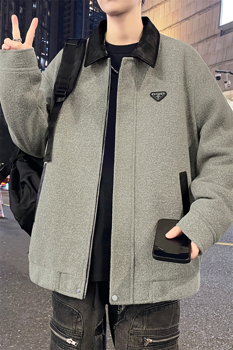 秋冬季男高档翻领夹克男加绒加厚保暖休闲外套痞帅上衣V202-P105,男装夹克,星座509
