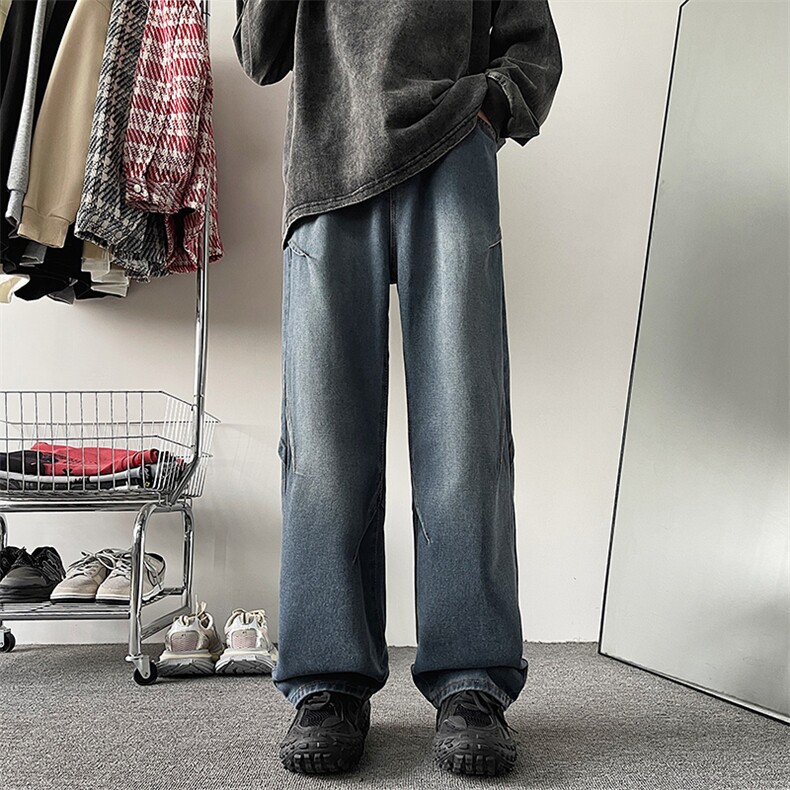 阔腿牛仔裤男宽松直筒2024新款美式高街男生裤子N0137-P45,男装牛仔裤,星座308B-1