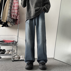 阔腿牛仔裤男宽松直筒2024新款美式高街男生裤子N0137-P45图片