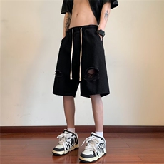 牛仔短裤男夏季破洞五分裤潮牌港风韩版潮流直筒中裤DK08045-P34，男装牛仔裤，星座308B-1