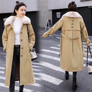 棉衣/棉服2020冬季中长款时尚气质优雅百搭韩版纯色风衣简约收腰图片