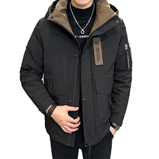 2025男冬季百搭休闲痞帅潮流时尚连帽工装保暖羽绒服YR8086-P220，男装羽绒服，电商A413