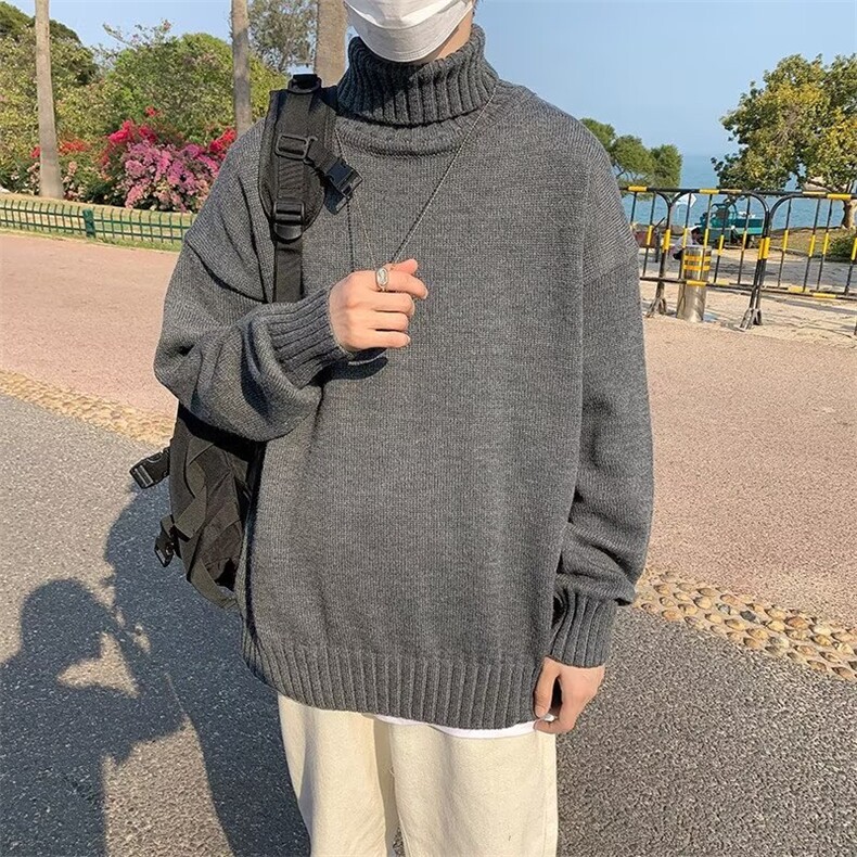 加厚毛衣针织衫男冬季青春流行可翻高领长袖套头纯色休闲潮YM60,男装针织衫/毛衣,星座302B-3