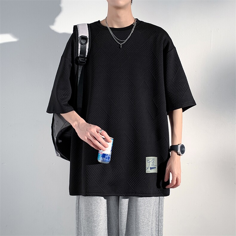 T902P30光影墙重磅350克休闲时尚潮牌半袖男士宽松T恤短袖上衣，男装T恤，电商A026-1