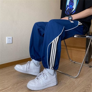 美式hiphop街头侧边条纹运动裤男宽松直筒阔脚休闲裤WK2917-P40图片
