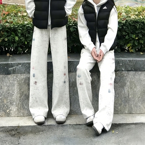 春装高品质扎染刺绣工艺弯刀卫裤男重磅复古垂感休闲运动裤阔腿裤图片
