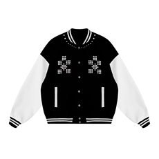 网图红色棒球服女珍珠钉珠重磅外套vintage夹克，男装夹克，星座410-7