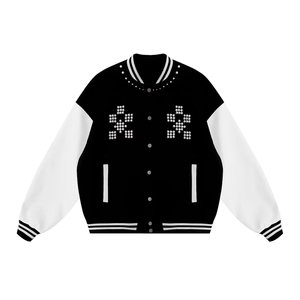 网图 红色棒球服女珍珠钉珠重磅外套vintage夹克图片