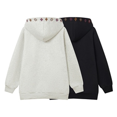 现货-春秋卫衣开衫重磅高品质绣花外套休闲1016-1Y146P70K128，女装短外套，星座1016-1（原电商B408-1）