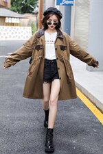 2022春季时尚简约大方气质优雅收腰显瘦休闲修身百搭潮流风衣外套，女装风衣，瑶迪依秀