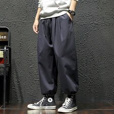 2021春季新日系瓷砖墙大码男抽绳束脚宽松九分裤休闲裤K2016-P35，男装休闲裤，电商A001