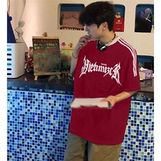 夏季美式高街重磅纯棉三条杠织带撞色男女短袖T恤ZD634-特P30，男装T恤，电商A486-1