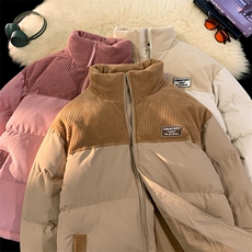 冬季青少年灯芯绒立领拼接外套休闲百搭面包服棉服5302-P78，男装棉衣，电商B306